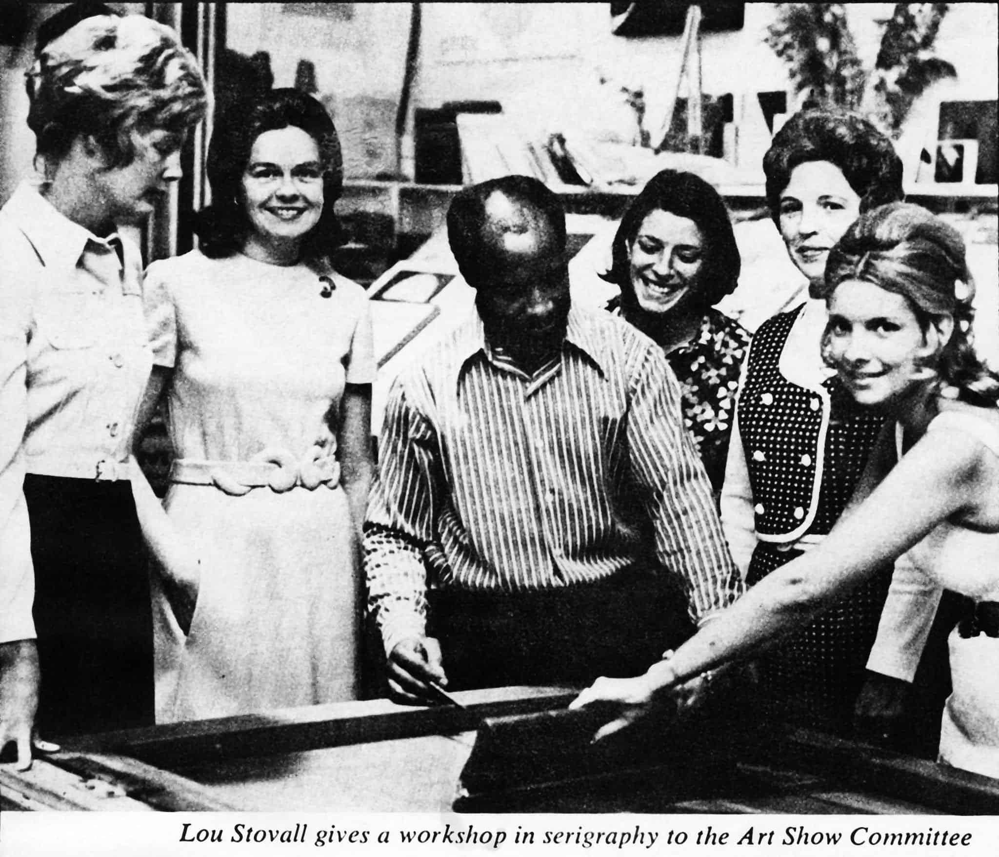 Lou Stovall giving a workshop to a group of Art League artists, 1971.