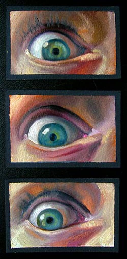 "3 Eyes," oil on paper by Scott Hutchison