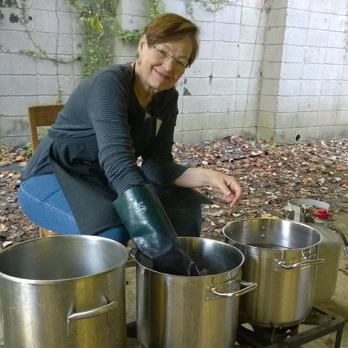 Candace Edgerley working with dye