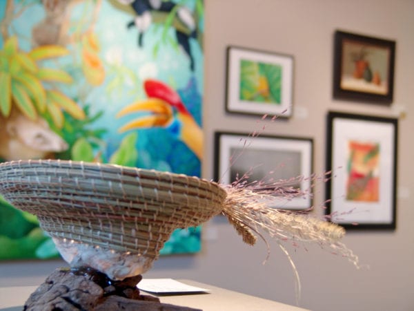 Foreground: "Bay Notions" by Wendy Sittner incorporates several kinds of life.