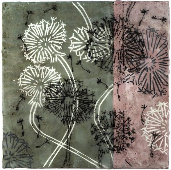 Dandelions III, encaustic, by Art League instructor Beverly Ryan.