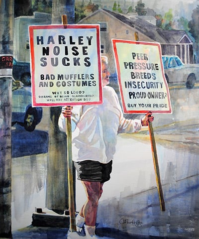 The Renegade, watercolor, by Catherine Hillis. Winner of the Sid Platt Watercolor Award.