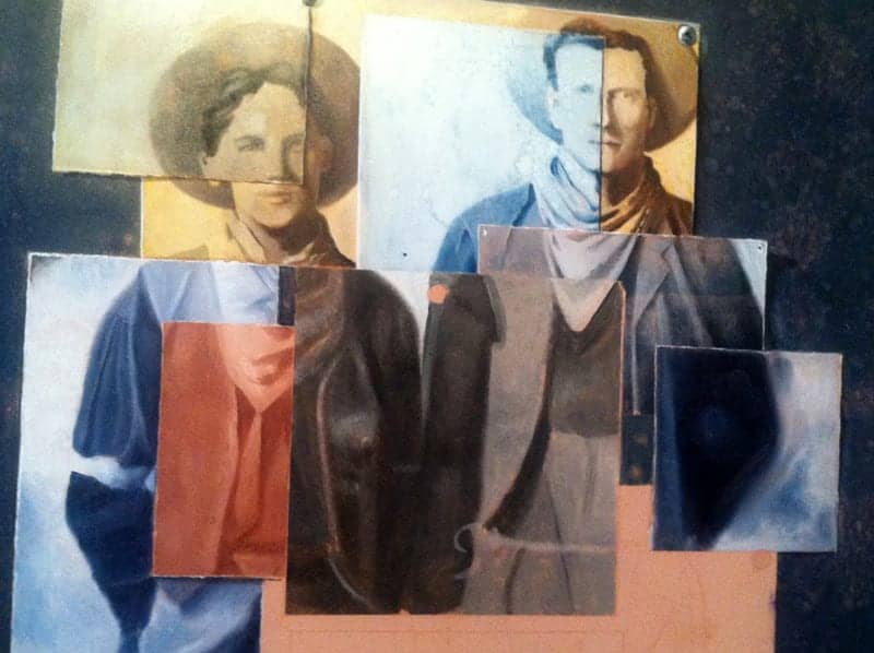 "Cowboys" by Dennis Crayon, in progress.