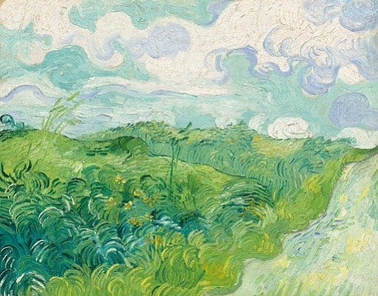 Green Wheat Fields, Auvers, 1890, oil on canvas, by Vincent van Gogh. More info on nga.gov.