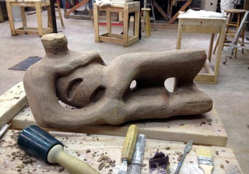 Joseph was working on a few sculptures over the weeks, in both stone and wood, including this abstracted figure in walnut.
