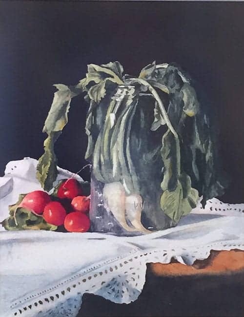 Radishes by Kaye Jones was the winner of the Potomac Valley Watercolorist Award.