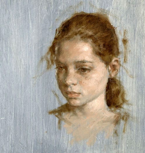 Portrait study, oil on board, by Robert Liberace.