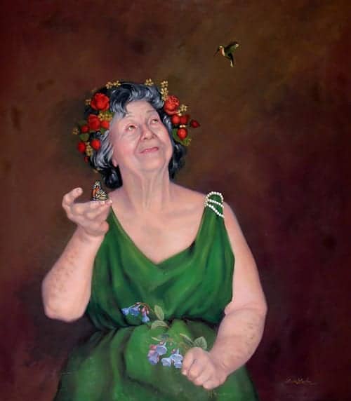 "The Artist’s Mother as Gaea”, oil, 32”x 28”