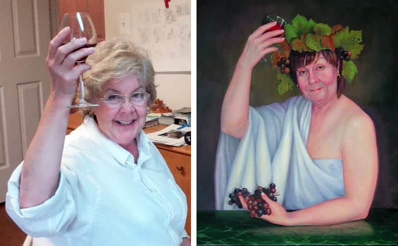 Linda Lawler and her self-portrait as Bacchus.