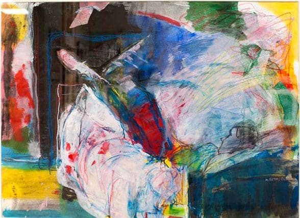 Playing Hooky – John S. Sleeps In, acrylic, by Michele Reday Cook — from the May 2012 “Bedtime Stories” exhibit juried by Judy Greenberg.