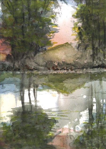 Reflections by Milton Shinberg won the Potomac Valley Watercolorists Award in the Student/Faculty Show. (view full size)
