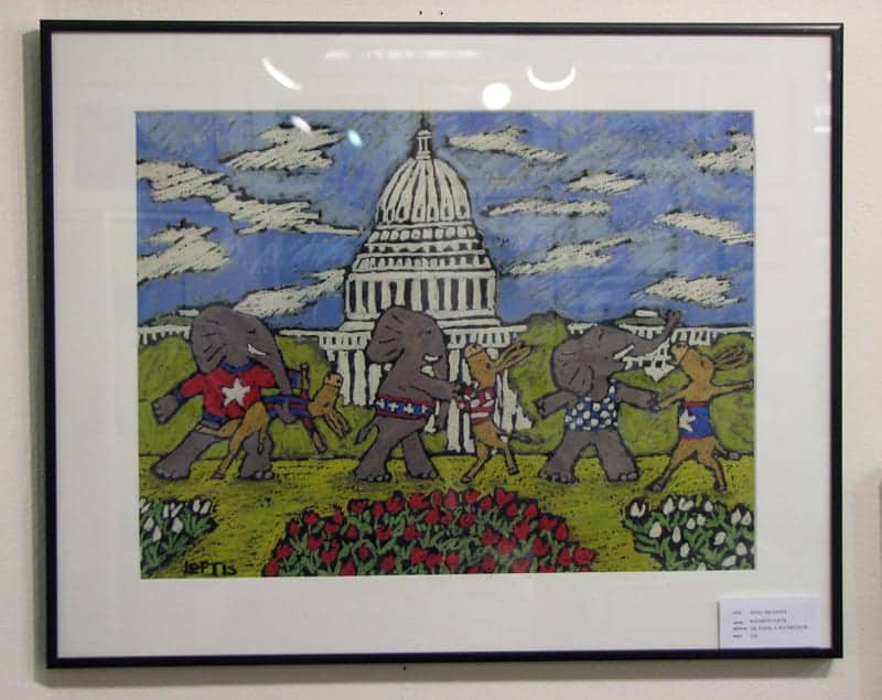 Elephants and donkeys painting