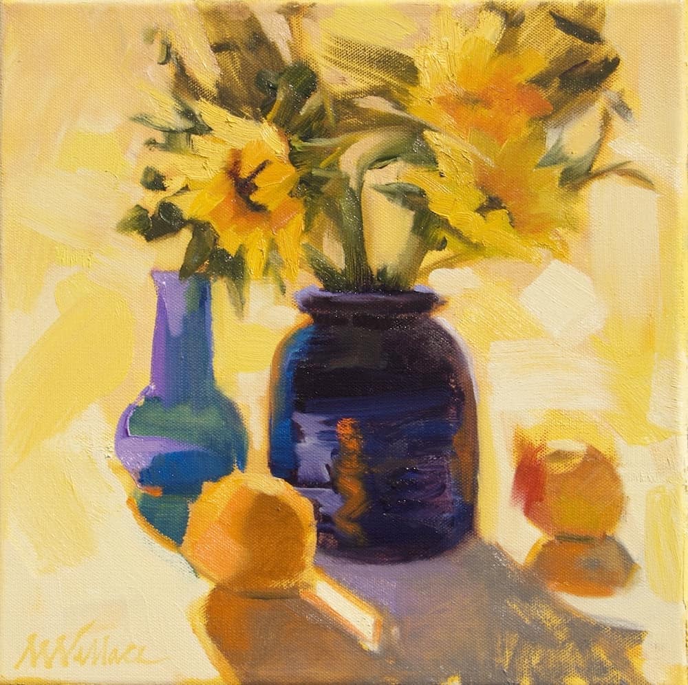 Backlit Sunflowers by Nancy Wallace