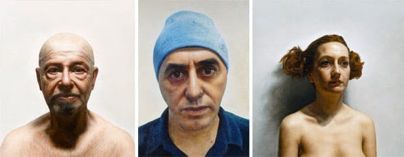 Three portraits by Costa Vavagiakis: Arthur, Self-Portrait, and Gioia.