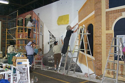 Students working on one of the interior murals at the Duke Street Annex.