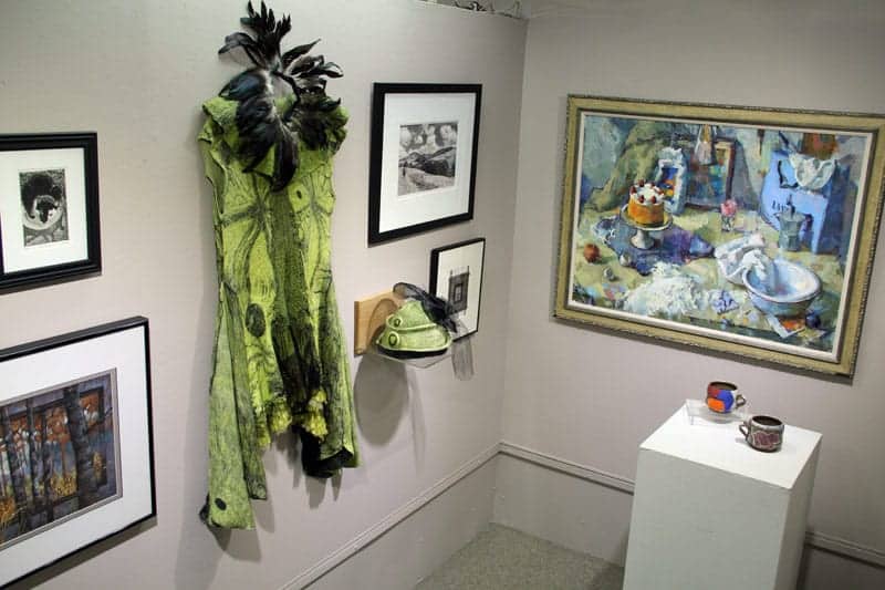 Faculty work by painting, drawing, ceramics, and fiber arts instructors.