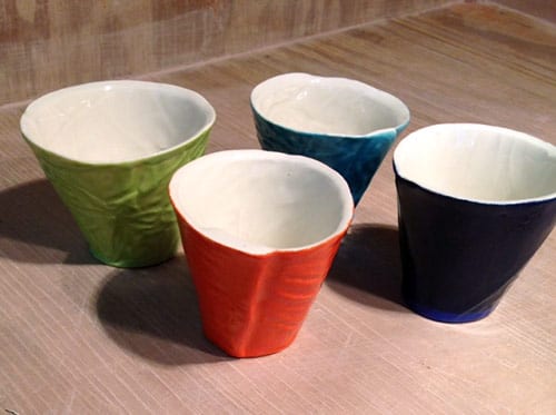 Handbuilt espresso cups by Sandra Dalal.