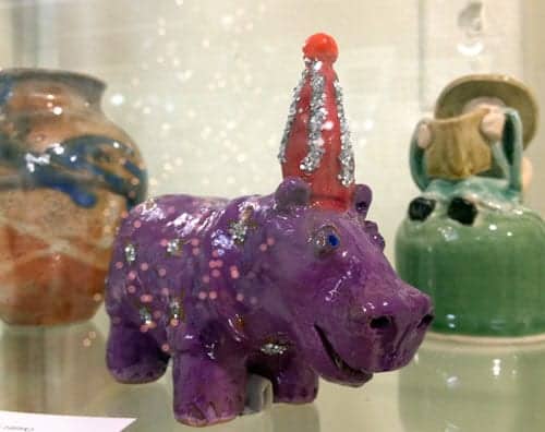 Holiday Hippo by Trinka Roeckelein, in the Bin Gallery