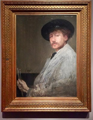 Painting and frame (detail below) by James Abbott McNeill Whistler