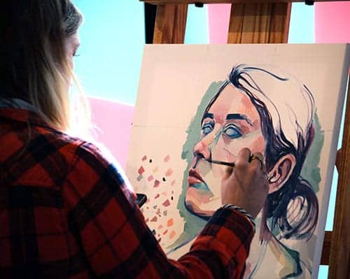 Artist Lizzy Lunday at work.