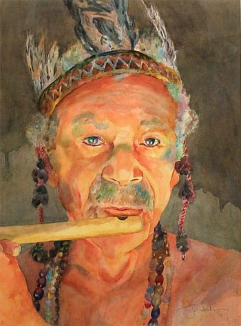 Medicine Man, watercolor, by Tammy Wiedenhaefer.