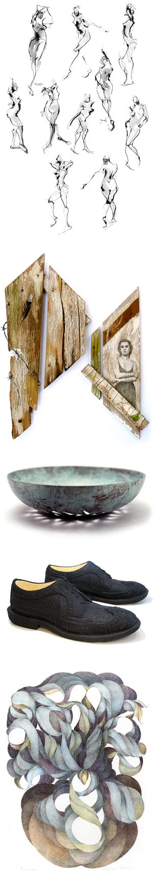 Artists, top to bottom: Jackie Saunders, Lisa Semerad, Michael Brehl, Andy Yoder, and Penny Barringer