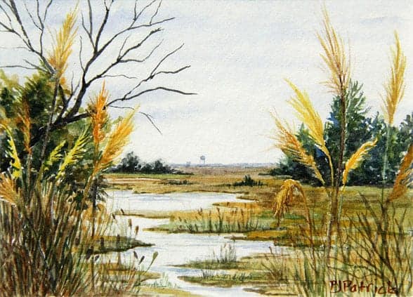 From a Distance, watercolor, by Pamela Patrick. (click for larger image)