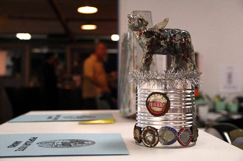 A closeup of the trophy by Torpedo Factory artist Lisa Schumaier.