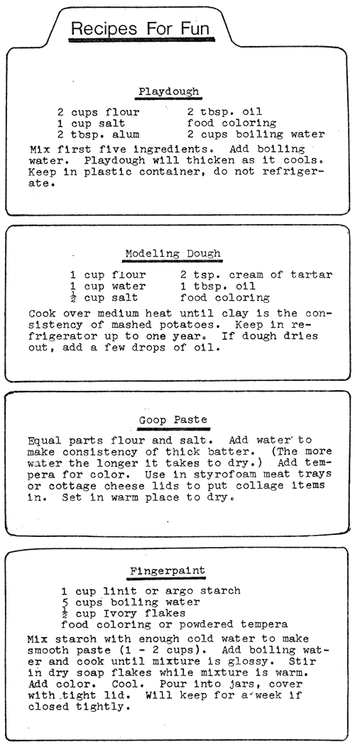 Recipes for fun: modeling dough, goop paste, and finger paint